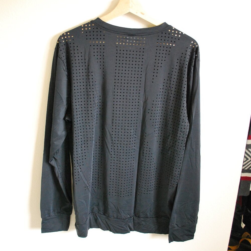 Senita Athletics Black L NWT Laser Cut Long Sleeve Pullover